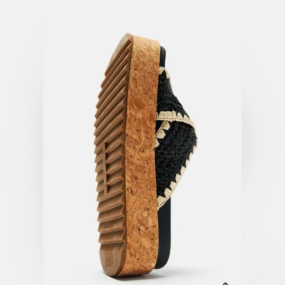 NWT Black Platform Cork Sandals Women’s 8 - Picture 5 of 6